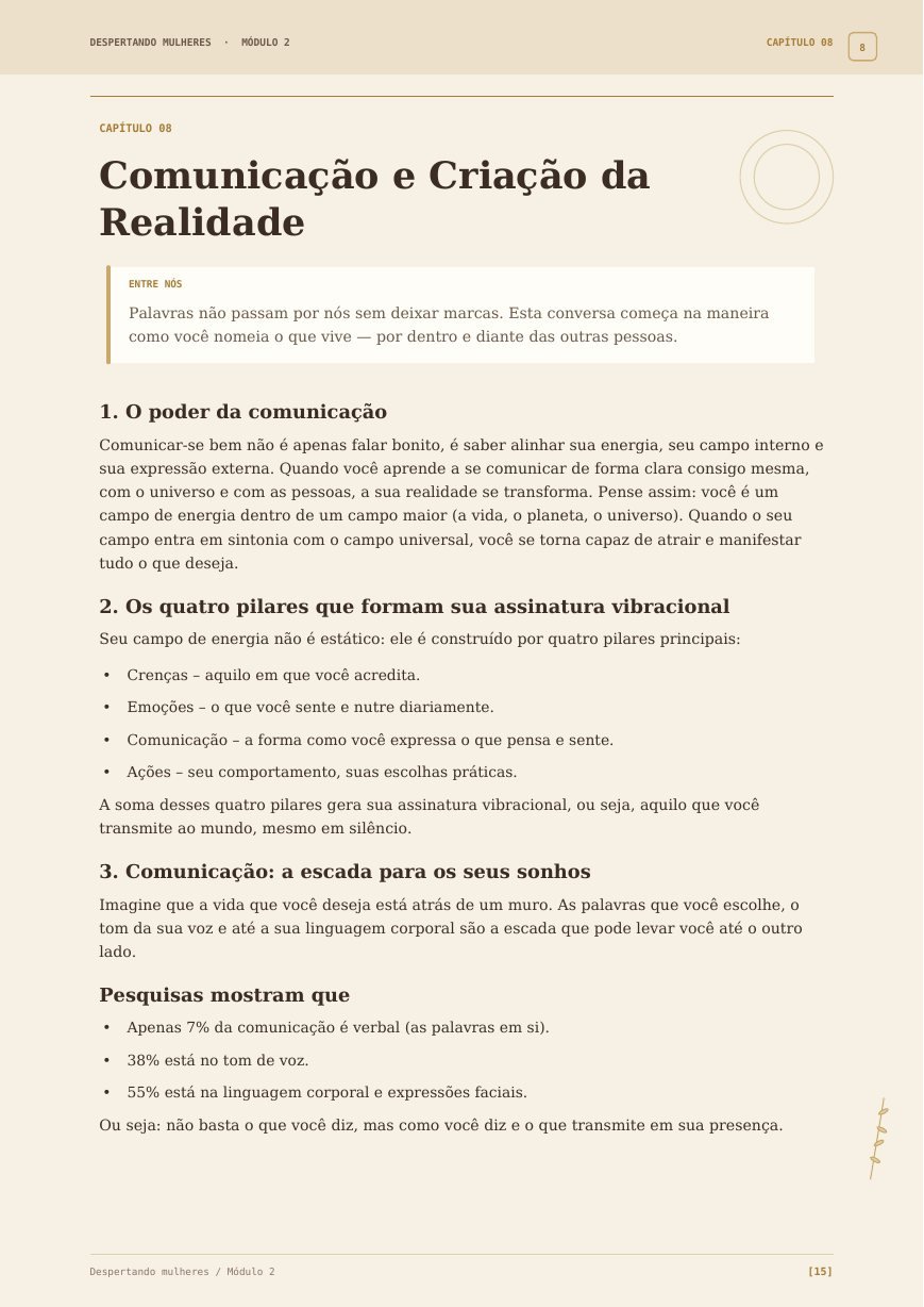Página interna do Módulo 2